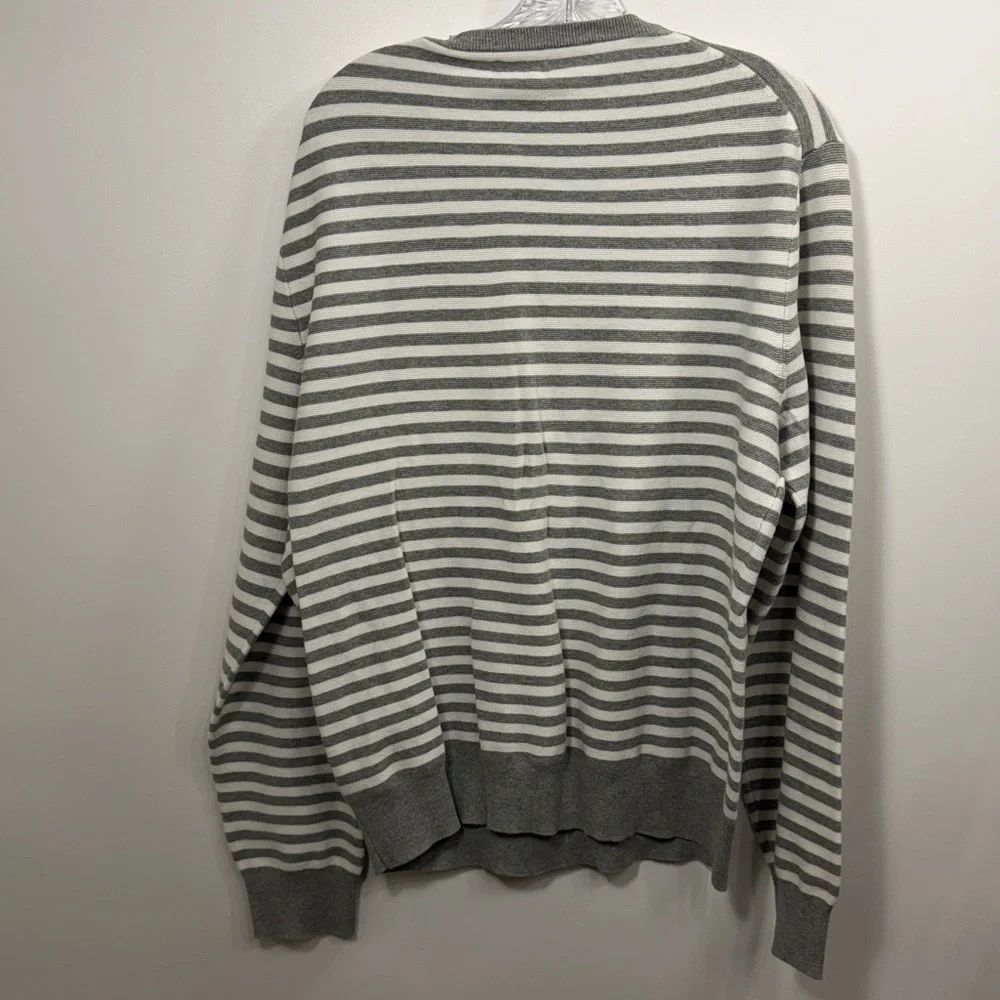J.Crew Men’s Cotton Crewneck Sweater in striped garter stitch size XL. NWT.
